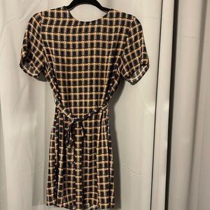 Forever 21 M Orange, Black, & White Checkered Dress